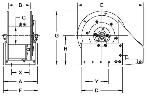 Dimensions for EF2500 Series
