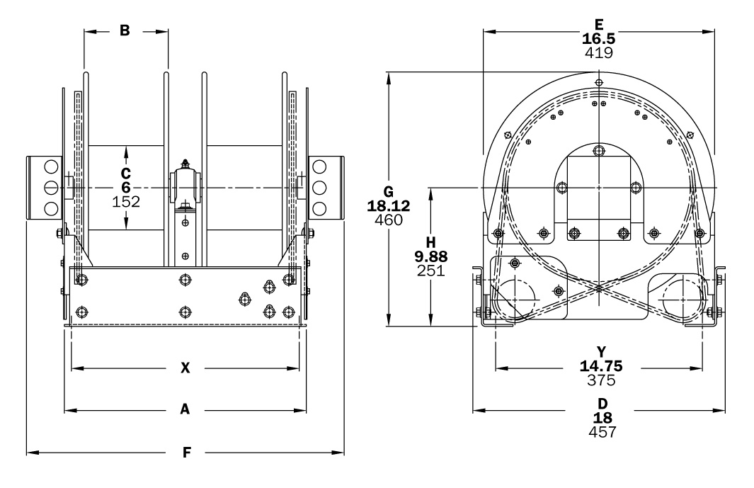 Dimensions for TEF1600 Series