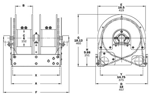Dimensions for TEF2500 Series
